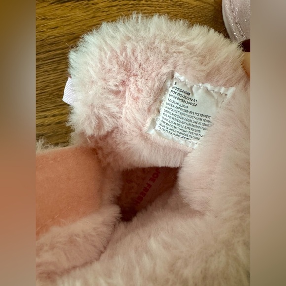 NWOT JOE FRESH pink sparkle vegan booties with bows (size 5) - Picture 7 of 9